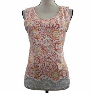 COLDWATER Creek Paisley Lace Sleeveless Top Large